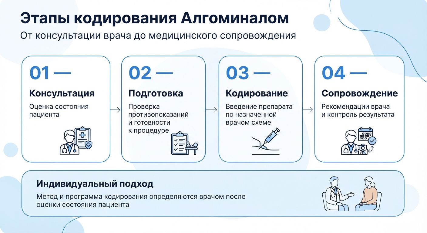 Кодирование препаратом «Алгоминал» в Сольцах инфографика
